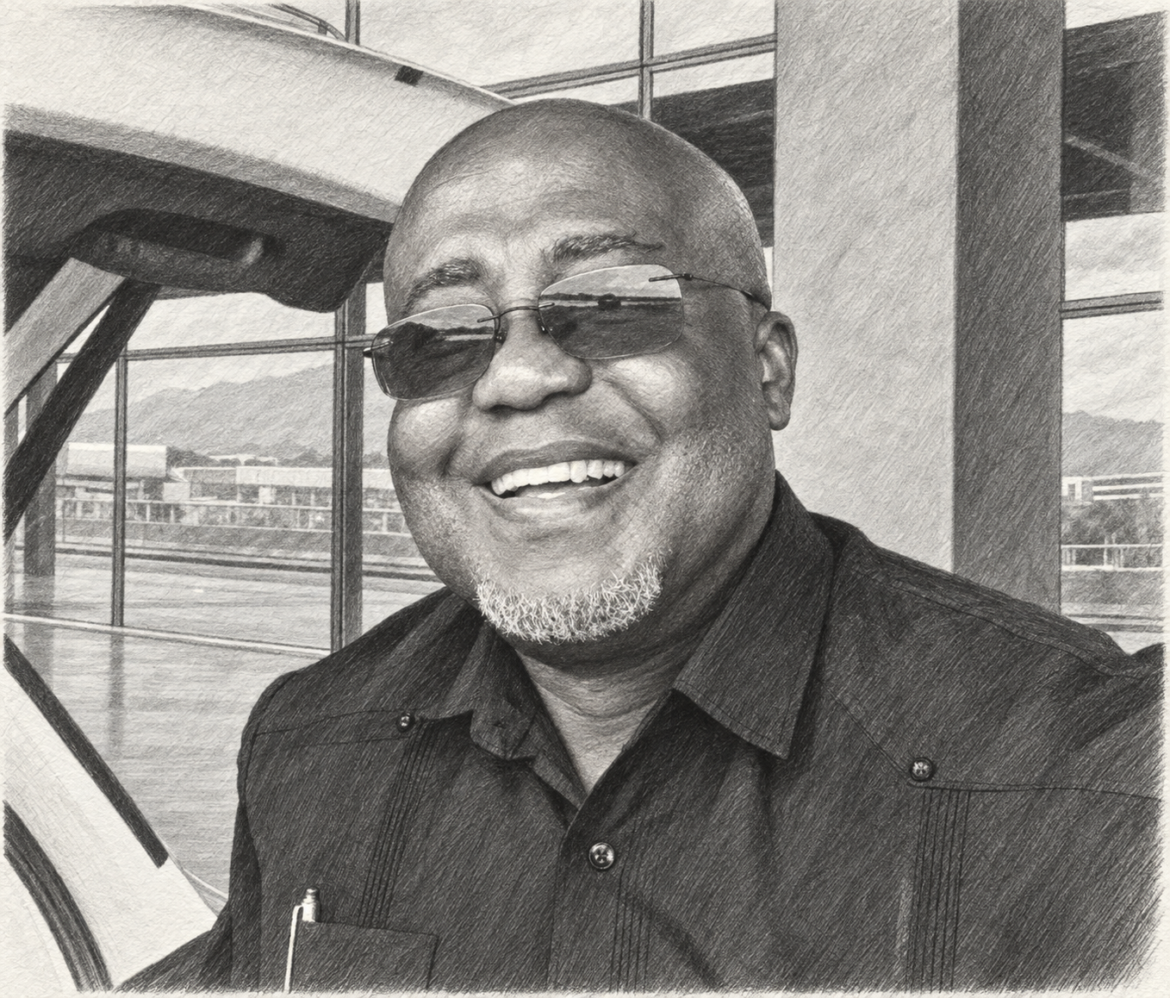 Graphite pencil sketch portrait of Kojo M Parris